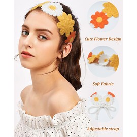 Ufgin Hippie Headbands for Women Crochet Hair Bandanas Boho Headbands Knit Hair Bands Hippie hair accessories for Women and Girls(yellow+blue)