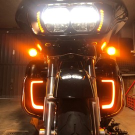 LED Lower Fairing Lights with Turn Signals Running Light for Motorcycle Accessories Fit for Harley Road Glide Street Glide Electra Glide Ultra Limited 2014-2023 Black Grills Smoke Lens