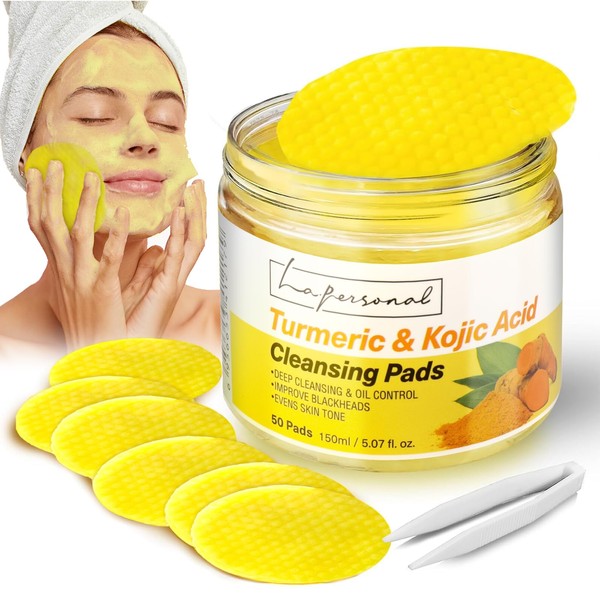 LA.PERSONAL Turmeric Kojic Acid Cleansing Pads, for Face and Body