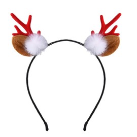 Small Christmas Reindeer Antlers Headband, Deer Antler Headbands, Reindeer Antlers Deer Ears Headband for Women Cute Christmas Hair Accessories (Red)