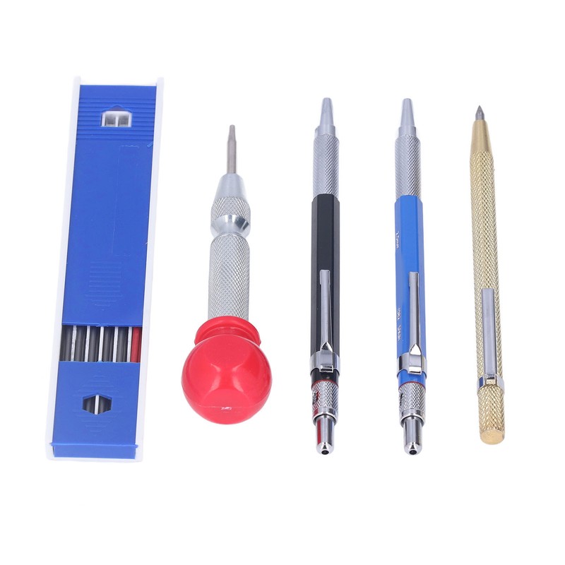 16Pcs Mechanical Carpenter Pencils Kit Scribe Pencil with Center Punch