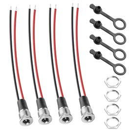 YACSEJAO 4Pack DC-099 DC5521 Jack Cord 10A DC 5.5 x 2.1MM Female Socket Threaded Mount Connector Adapter Cable with Waterproof Cover Cap (B)