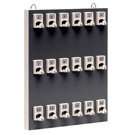 International Stand Company Key Rack, #18PGS with 18 Numbered Hooks for Small Businesses or Residential (18 Sets of Tag & Ring Included) - Made in USA
