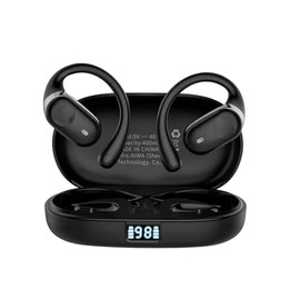 Open Ear Headphones Wireless Bluetooth Earbuds with Smart Power Display, 40H Playtime, Clear Calls, Secure Fit, IPX5 Waterproof Sports Earbuds for Workout, Running-X18 (Black)