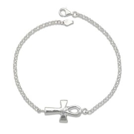 Better Jewelry .925 Sterling Silver Anklet (10, Ankh Cross)