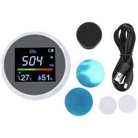 CO2 Monitor Carbon Dioxide Temperature Humidity 3 in 1 Portable Air Quality Detector ZN‑2CO6White