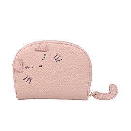 Bifold Wallet, Zipper, Bills Won't Break, Billfold Wallet, Card Case, Skimming, Box-Shaped Coin Purse, Mini Wallet, Stylish, Cute, Cat, Animal, Women's, Men's, multicolor (pink / beige)