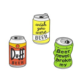 FHSMZXE Canned Duff Beer Enamel Pins Custom ""Beer never broke my"" Brooches Cartoon Letter Drink Can Brooch Badge for Clothing Bags Jackets Accessories Supplies DIY Crafts