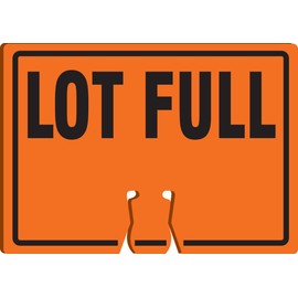 Accuform FBC798 Plastic Traffic Cone Top Warning Sign, Legend"LOT Full", 10" Length x 14" Width x 0.060" Thickness, Black on Orange