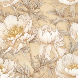 MAGAFA Peony Boho Floral Wallpaper Self Adhesive Garden Large Flower Contact Paper Beige and Orange Flower Wallpaper Wall Paper for Kitchen Cabinet Renter Friendly17.71 X118.11 Covering 14.5sq.ft