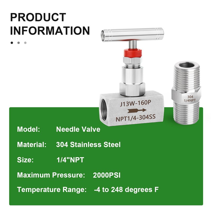TAISHER 1PCS 304 Stainless Steel High Pressure Straight Needle Valve
