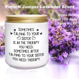 Gifts for Sister Mothers Day Gifts from Sister 7oz Lavender Scented Candles Birthday Gifts for Step Sister Bonus Sister Funny Soy Eco-frinedly Long Lasting Candle Present for Sister in Law