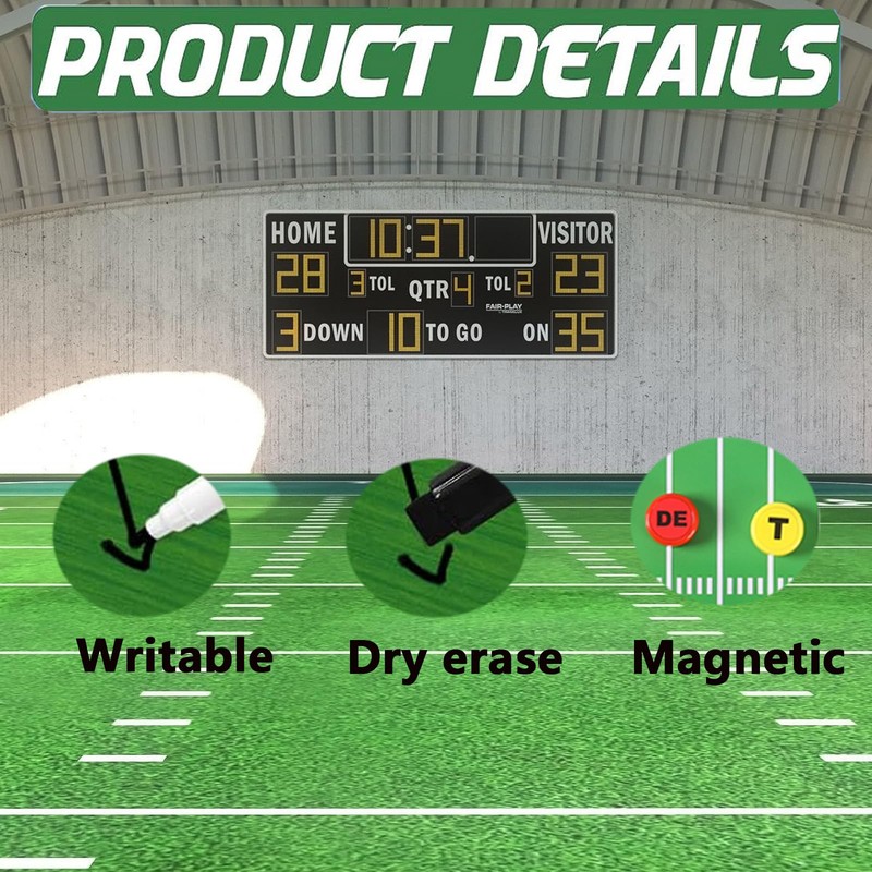SANXIULY Magnetic Football Board for Coach,Dry Erase Football Clipboard with