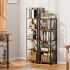 Furologee 5 Tier Tall Bookshelf, Rustic Narrow Bookcase, Display Standing