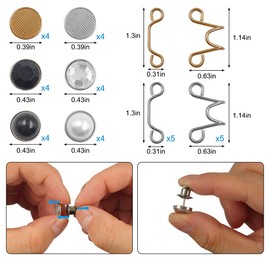 36Pcs Adjustable Waist Buckle Extender, 6 Style 6 Set Detachable Jean Button Pins No Sewing Required Reusable Jean Buttons, Pant Waist Tightener Clip Snap for Jeans Dress Fit Instant Button for Pants