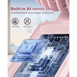 EasyAcc Portable Handheld Fan, 5000 Batteriekapazität Travel Fan 3 IN 1 [ Backup Power & LED Display & Flashlight] 5 Geschwindigkeiten Powerful Wind Personal Fan Lanyard Foldable Outdoor Travel Office