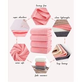 Lumimi Towels 4 Piece Soft Microfiber Bath Towel Set Salon Gym Yoga Travel Incredibly Absorbent Lightweight Quick Dry and Durable, 55" L x 27" W, 4 Pack Pink Red