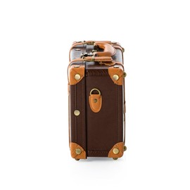 COTRUNKAGE 16" Carry On Suitcase Cute Pu Overnight Vintage Trunk Luggage Bag for Women with Strap, Cocoa Brown