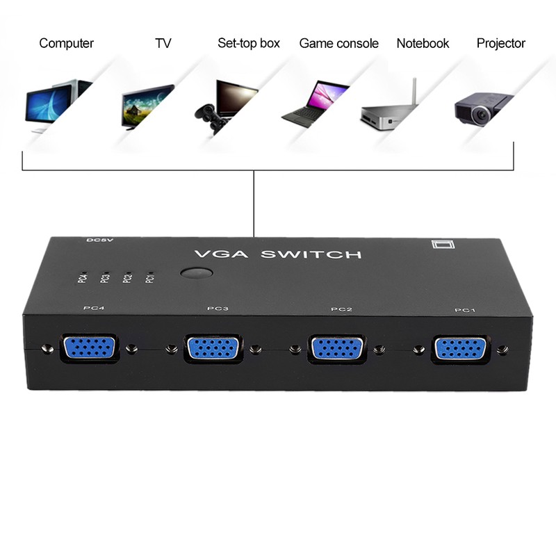 Switcher Video Converter VGA Adapter HD Display Computer Accessories Black