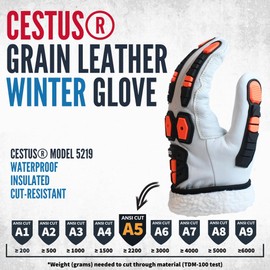 Cestus 5219 Winter Work Gloves for Men | Fleece Insulated | Waterproof Impact Gloves | ANSI A5 Cut Resistant | 4XL