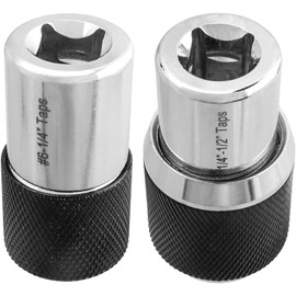 Gasea Adjustable Tap Socket Set, 2Pcs Tap Socket Adapters 3/8" Drive Tap Holder Tapping Socket Threading Tool for Tight Workspaces, Fits Taps #6-1/4" and 1/4"-1/2"