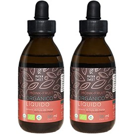 Monk Fruit Orgánico Líquido, 120 ml, Duopack, Rinde 1400 tazas, Mayan Sweet