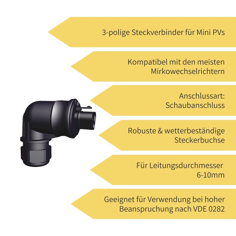 Avoltik 3-pin Wieland socket for balcony power plant, 90° angled