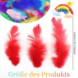 AMANDELIZABE Pack of 315 Feathers for Crafts, Feather Fluffy Easter Decoration, Natural Headdress Feathers, Feathers for Children's Room, DIY Crafts, Wedding Party Decorations (Colourful)