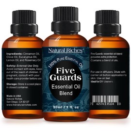 Natural Riches Five Guards Essential Oil Blend Health Shield for Aromatherapy with Clove Cinnamon Lemon Rosemary Eucalyptus Oil - 2 Pack of 30 ml