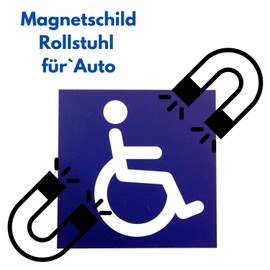Olanmarp Car Magnetic Sign Wheelchair - Magnetic Film for Transporting People with Disabilities - Up to 190 km/h - High Adhesion, UV and Weather Resistant (Blue, 10 x 10 cm, Pack of 2)