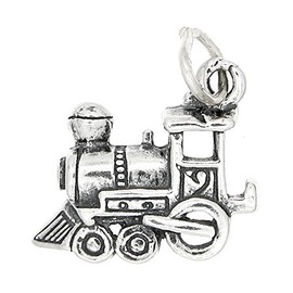 LGU Sterling Silver Oxidized Medium Size One Sided Choo Choo Train Engine Charm