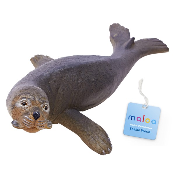 Maloa™ Seal Toy Hand-Painted, Large Animal Figurines 8 inch, Realistic Ocean Toy, Animal Toys for Children, Realistic Animal Figures from 3 Year up