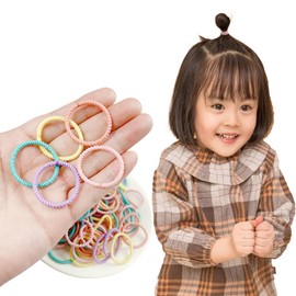 Children's Hair Rubber Set of 100 10.2 inches (3 cm), Hair Rubber Tangle Free, Hair Ornaments, Kids, Girls, Babies, Stylish, Thin, Hair Accessories, Large Capacity, Present, Cute (Knurled, Colorful)