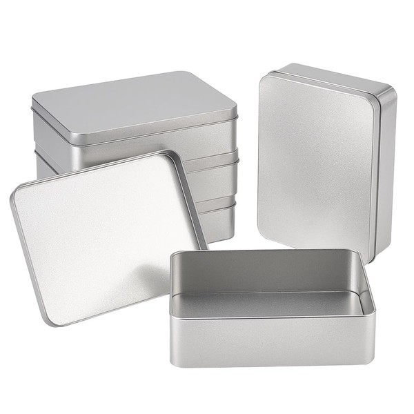 OLYCRAFT Pack of 5 Metal Empty Tins Rectangular Airtight Metal