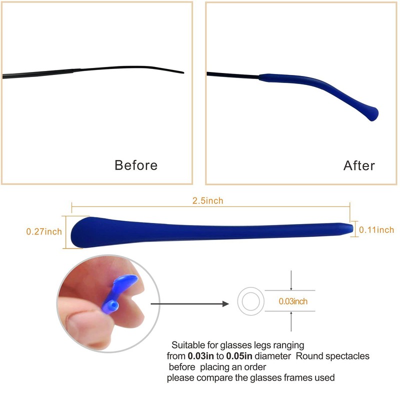 KECHIO Silicone Anti-Slip Eyeglass End Tips Ear Cushions Ear Sock