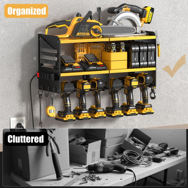Spampur Large Power Tool Organizer Wall Mount with Charging Station,