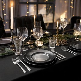 IVAPUPU 2 Pcs Table Cloth for Rectangle 60 x 102 Inch - Black Tablecloths Rectangular Table Cloths Waterproof Washable Wrinkle Resistant Table Covers for 6 FT Tables Wedding Cocktail Christmas Party