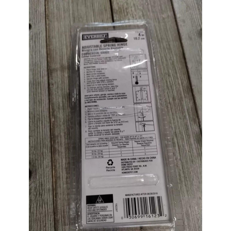 Everbilt Adjustable Spring Hinge 4in Satin Chrome Finish