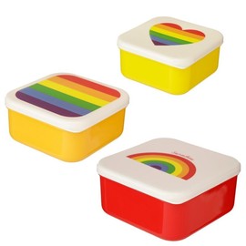 eMKay® Rainbow Lunch Box Set of 3 – Stackable Food Storage Containers (250 ml/350 ml/550 ml) | BPA‑Free Polypropylene Snack Pots – Nesting Lunchboxes for Kids & Adults