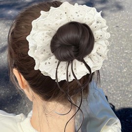 Bun Hair Pieces for Women | Curly Hair Bun Extensions for Women | Elastic Ponytail Holder Hairbands Wigs for Party Dating Banquet Wedding Casual Event Outdoor