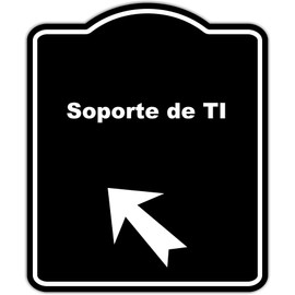 Soporte de TI Spanish Black Sign Arrow Up Left Aluminum Composite Sign 8.5 x 10 inches