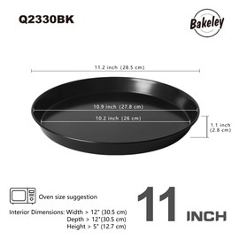 Bakeley Pizza Pan 10-Inch Carbon Steel Non-Stick Pie Pan Deep Dish Bakeware Oven Baking Mold (Black)