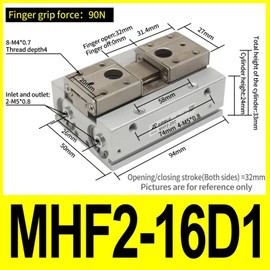 MUOBSBJRX MHF2 Double Acting Low Profile Air Gripper Pneumatic Cylinder Parallel Gripper Series MHF2-8D 16D 20D D1 D2 Gripper Pneumatic(Mhf2-16d1)