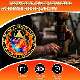 Butterfly in The Fire 18 Year Sobriety Coin, Recovery and Renewal Eighteen Year AA Coin - Clean AA Chips and Medallion - Recovery Sober Chip with Prayer - Sobriety Gifts for Women Men