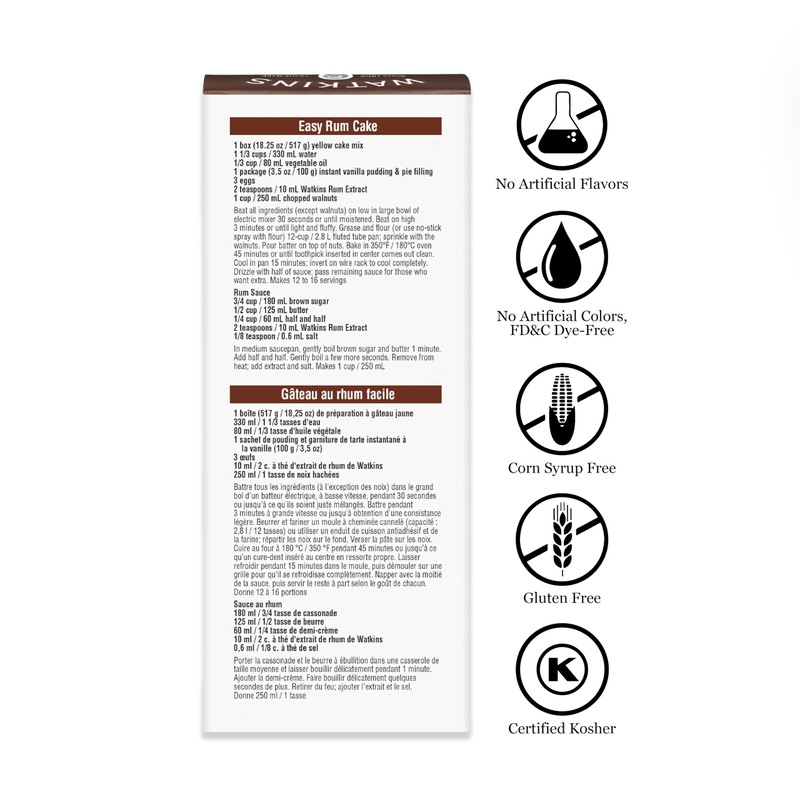 Watkins Rum Extract with Other Natural Flavors, 2 oz. Bottles,