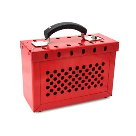 QWORK Portable Lockout Tagout Box, Group Safety Lock Box with 12 Slots, Red