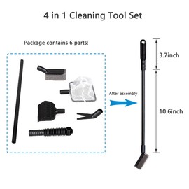 JOBEDE Aquarium Fish Tank Cleaning Tool Set, 4-in-1 Multi-Function Aquarium Cleaning Kit Fishing Net + Gravel Rake + Plant Fork + Sponge Brush with Long Handle for Aquarium