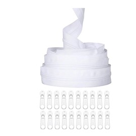 Naisfei 10 Meters #5 Invisible Zippers for Sewing, Nylon Coil Conceal Zippers for Tailor Sewing Crafts, with Match 20 Pcs Zipper Pull Heads, Zipper Repair Kit for DIY Tailor Sewing Craft Supplies