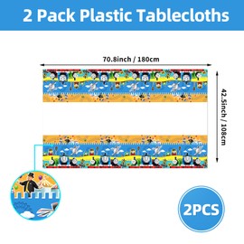 Autrpoweo 2Pcs Train Friends Tablecloth Disposable Tablecover Birthday Party Supplies for Kid Boy Baby Shower Rectangle Tables 70"X42",2 Pack (Blue2)