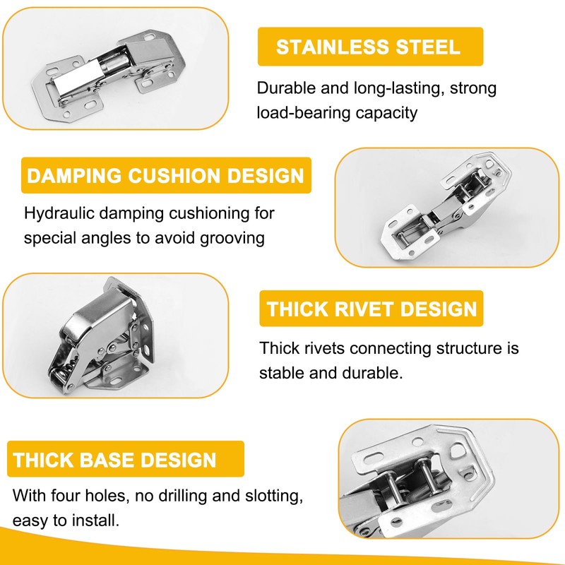 Cabinet Hinges with Screws, 14PCS Concealed Cupboard Door Hinges, 90
